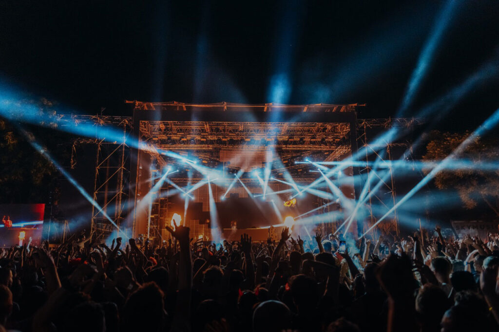 night time photo of a concert event stage with lights