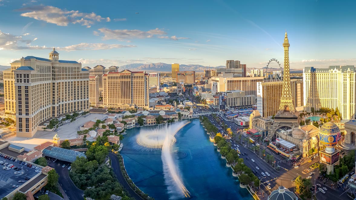 Las Vegas overview of the strip and the Bellagio during the day