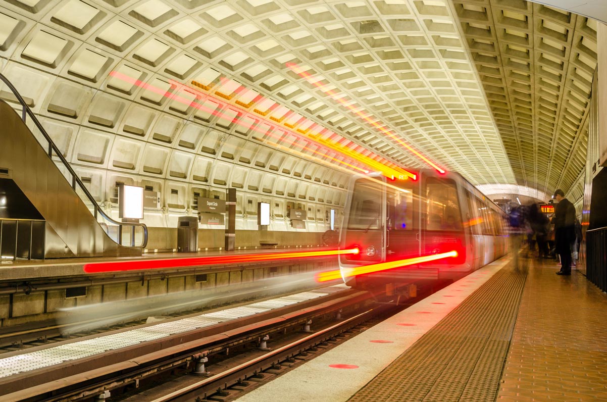 metro train arriving into station