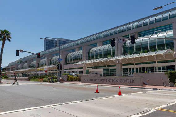 the front building of the San Diego Convention Center